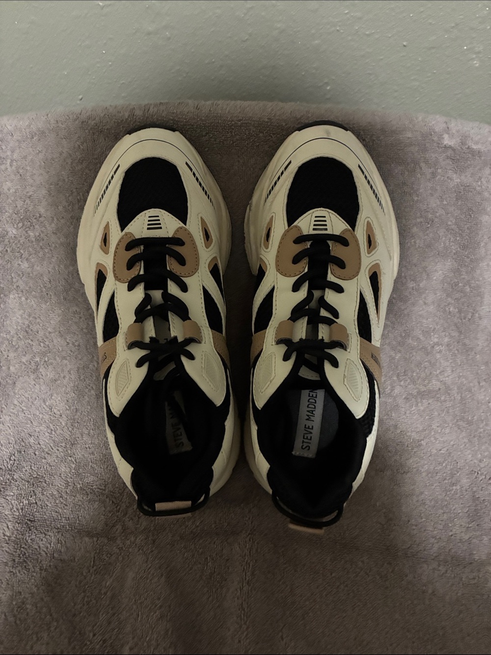 Steve Madden Men's Cream, Black & Tan Chunky Sneakers